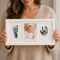Baby Handprint and Footprint Keepsake Frame - 3-Panel with "Love at first sight" Engraved