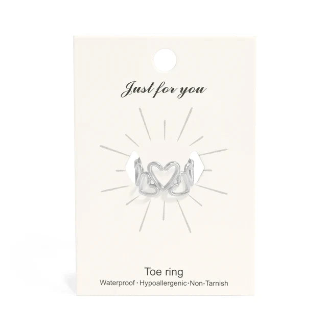 STAINLESS STEEL HEART TOE RING - GOLD AND SILVER READY TO SHIP